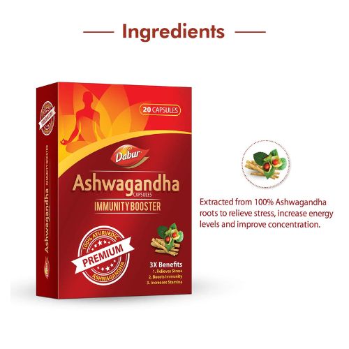 Dabur Ashwagandha 20 Capsules(Pack of 4)