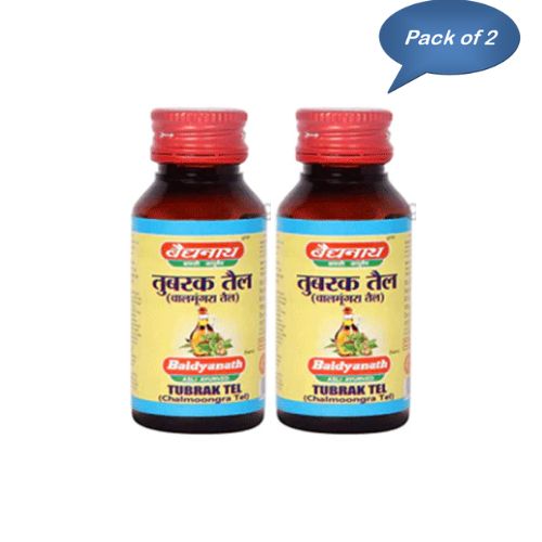 Baidyanath (Jhansi) Tubrak Tel(Chalmoongra) 25 Ml (Pack Of 2)