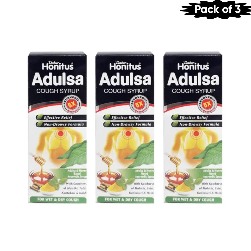 Dabur Honitus Adulsa Cough Syrup 100 Ml(Pack of 3)