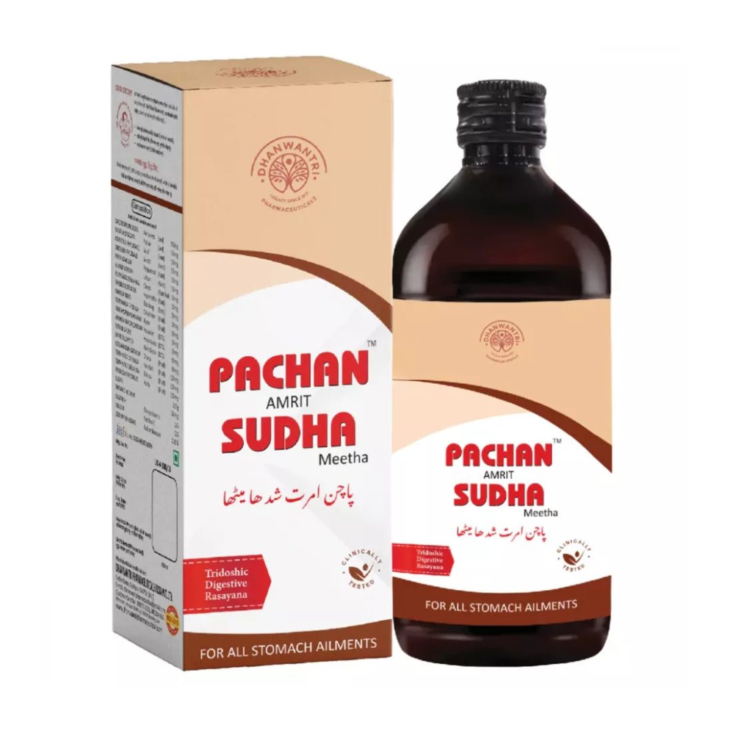 Dhanwantri Pharmaceutical Pachan Amrit Sudha Meetha 200 Ml | Ayurvedic Digestive Tonic for Gas, Bloating, Acidity & Appetite