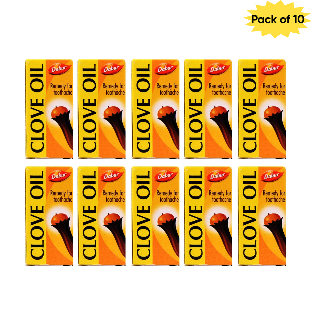 Dabur Clove Oil 2 Ml (Pack of 10) | Ayurvedic Clove Oil for Toothache Relief, Oral Care & Gum Health