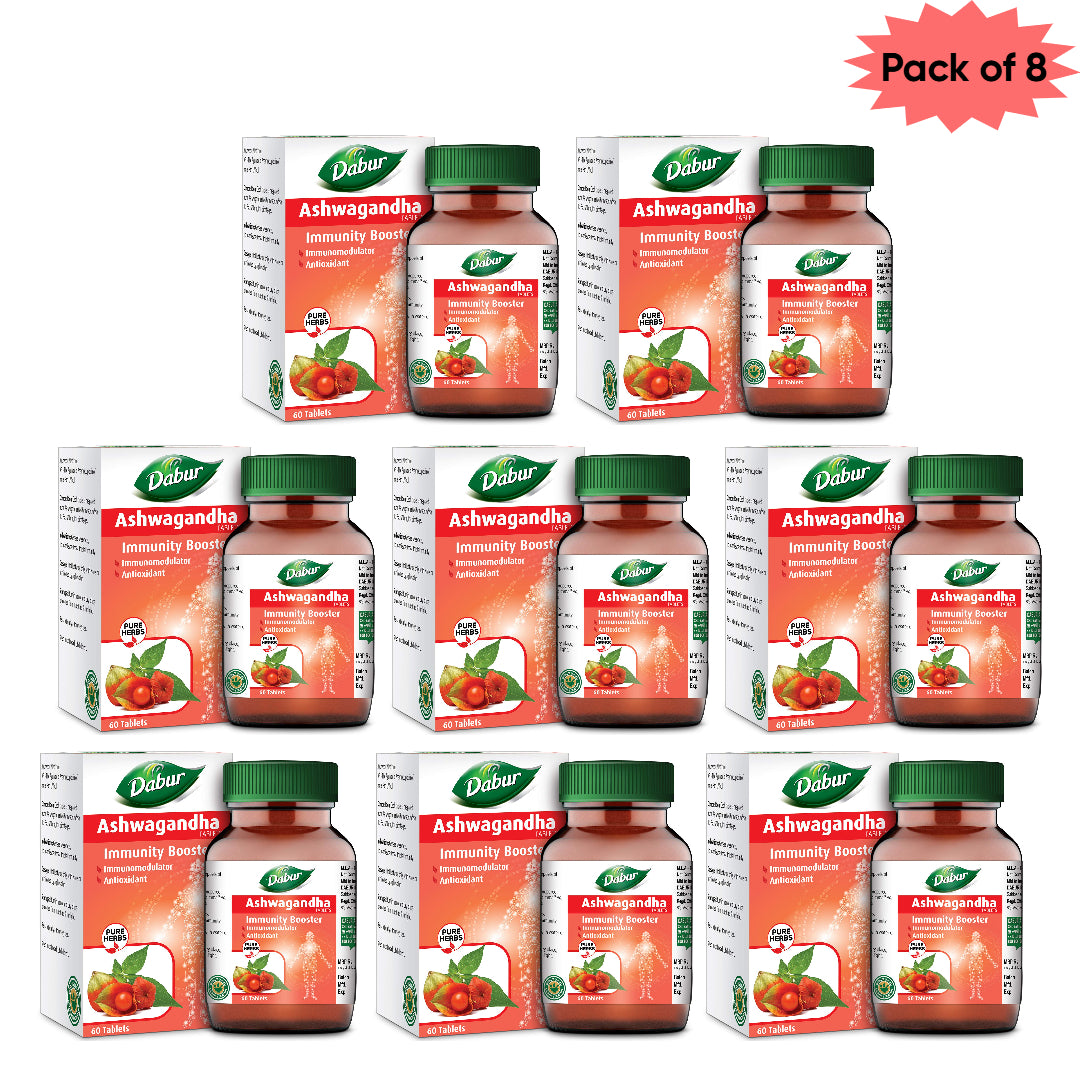 Dabur Ashwagandha 20 Capsules (Pack of 8) | Ayurvedic Adaptogen for Stress Relief, Stamina & Immunity