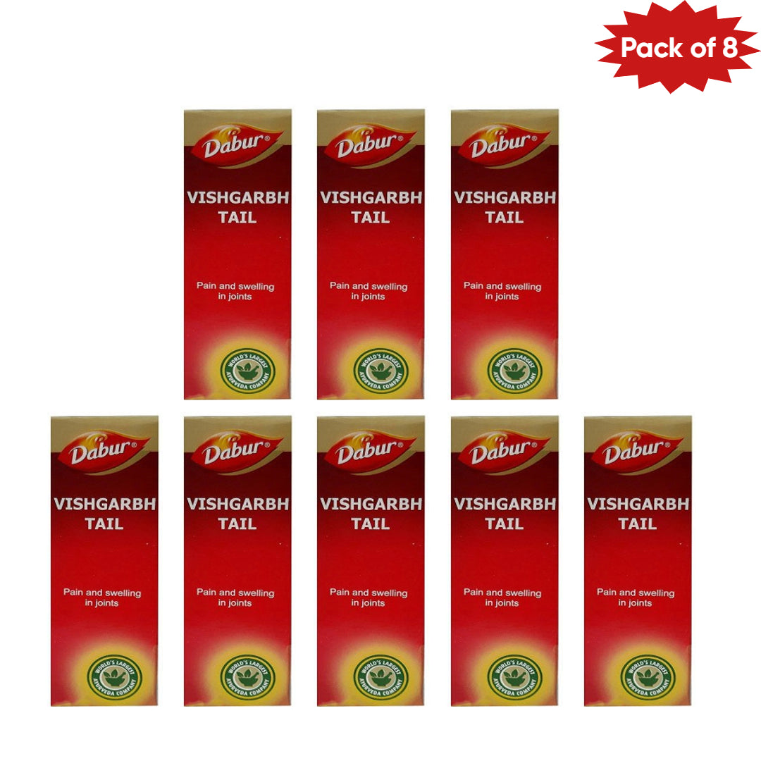 Dabur Vishgarbh Tail 50 Ml (Pack of 8) | Ayurvedic Medicated Oil for Joint Pain, Muscle Relief & Vata Disorders