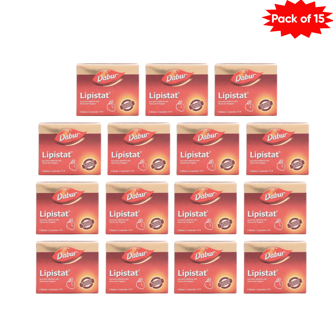 Dabur Lipistat 10 Capsules (Pack of 15) | Ayurvedic Capsules for Cholesterol Management & Heart Health