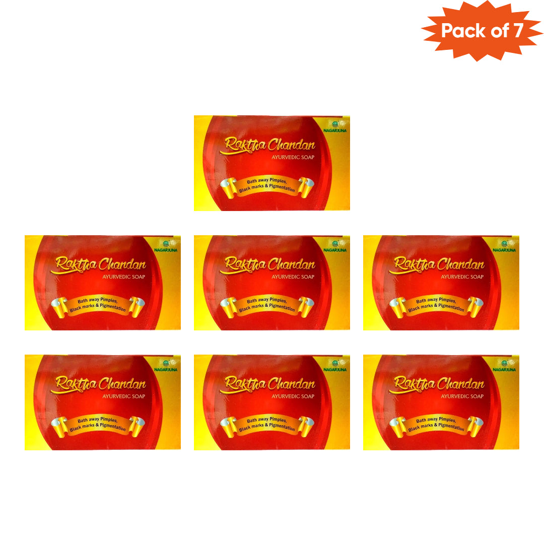 Nagarjuna Ayurveda Raktha Chandan Soap 75 Gm(Pack of 7)