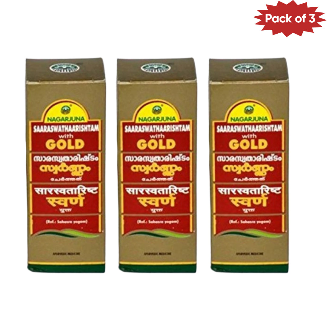 Nagarjuna Ayurveda Saaraswathaarishtam With Gold 25 Ml(Pack of 3)