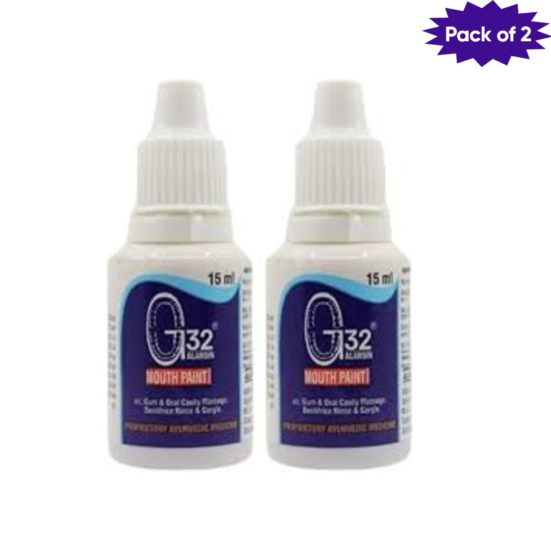 Alarsin G32 Mouth Paint 15 Ml (Pack of 2) | Ayurvedic Antiseptic Mouth Paint for Mouth Ulcers, Gum Health & Oral Care