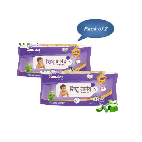 Himalaya Shishu Anand Baby Wipes 72 Pcs (Pack of 2)