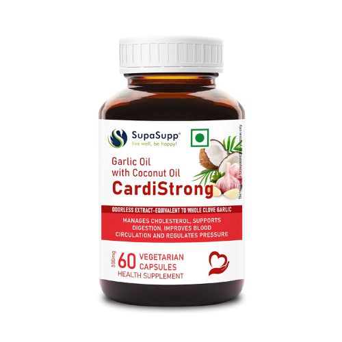 Sri Sri Tattva Garlic Oil With Coconut Oil Cardistrong 500 Mg 60 Capsules