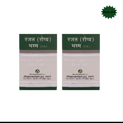 Dhanvantari Guj. Herb Rajat (Raupya) Bhasma 2 Gm(Pack of 2)