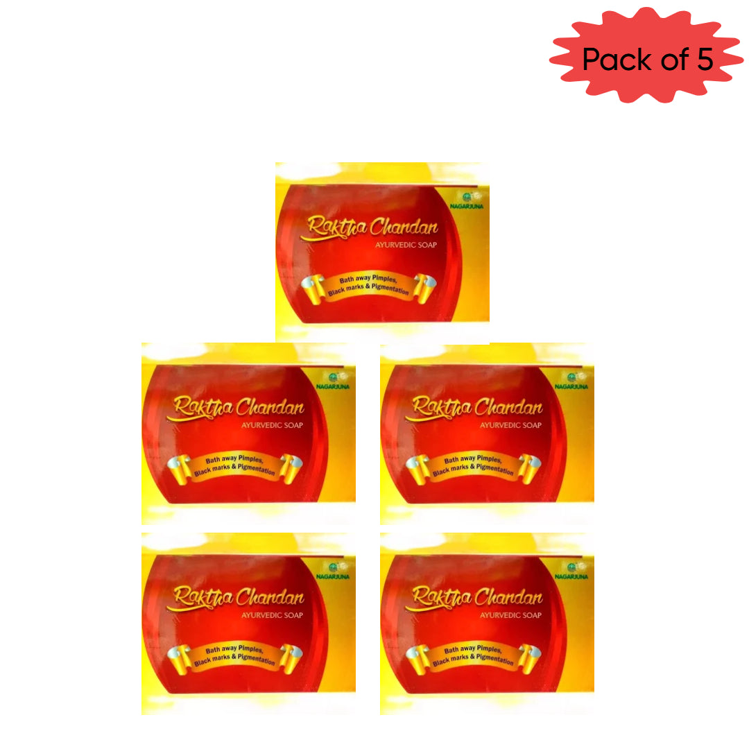 Nagarjuna Ayurveda Raktha Chandan Soap 75 Gm(Pack of 5)