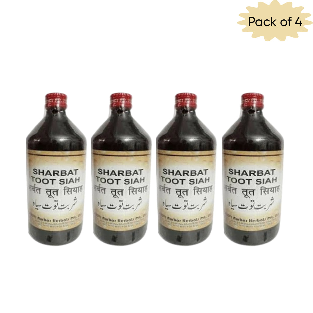 Dehlvi Sharbat Toot Siah 200 Ml (Pack of 4) | Unani Black Mulberry Syrup for Throat Relief, Cooling & Refreshment