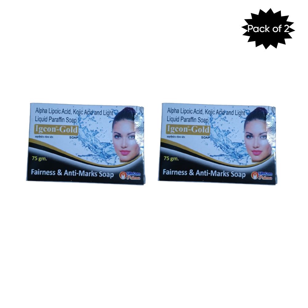 Lifecom Pharmaceuticals Igcon -Gold Soap 75 Gm(Pack of 2)