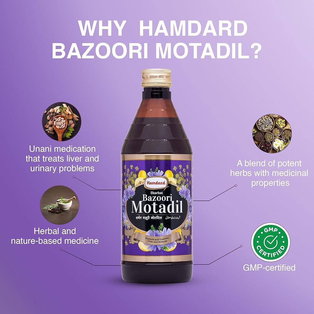 Hamdard Sharbat Bazoori Motadil 500 Ml(Pack of 3)