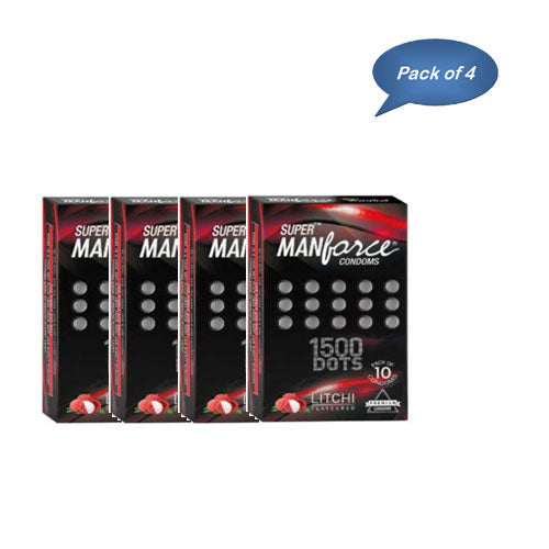 Mankind Super Manforce Condoms (Litchi) 3 Pcs (Pack of 4)