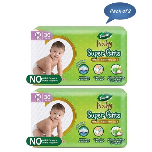 Dabur Baby Super Pants (Medium) 36 Pants (Pack Of 2)