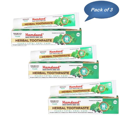 Hamdard Herbal Toothpaste(Paan+Total Oral Care) 100 Gm (Pack Of 3)