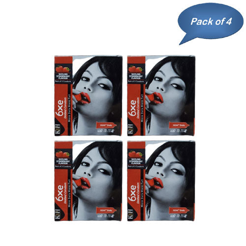 Koye Pharma 6Xe Strawberry Dotted Condom 3 Pcs (Pack Of 4)