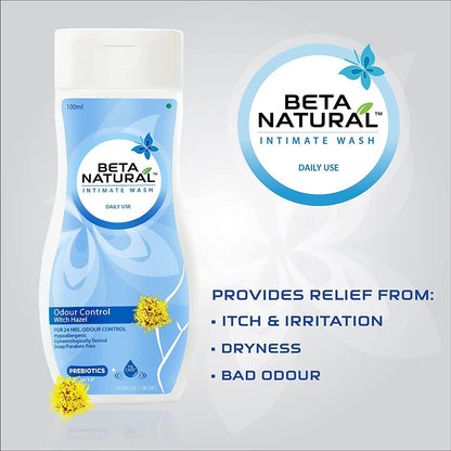 Win Medicare Beta Natural Wash Odour Control (Witch Hazel) 100 Ml (Pack of 2)