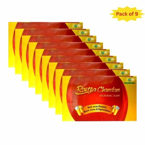Nagarjuna Ayurveda Raktha Chandan Soap 75 Gm(Pack of 9)