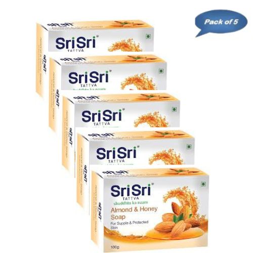 Sri Sri Tattva Almond & Honey Soap 100 Gm (Pack of 5)