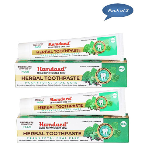 Hamdard Herbal Toothpaste(Paan+Total Oral Care) 100 Gm(Pack Of 2)