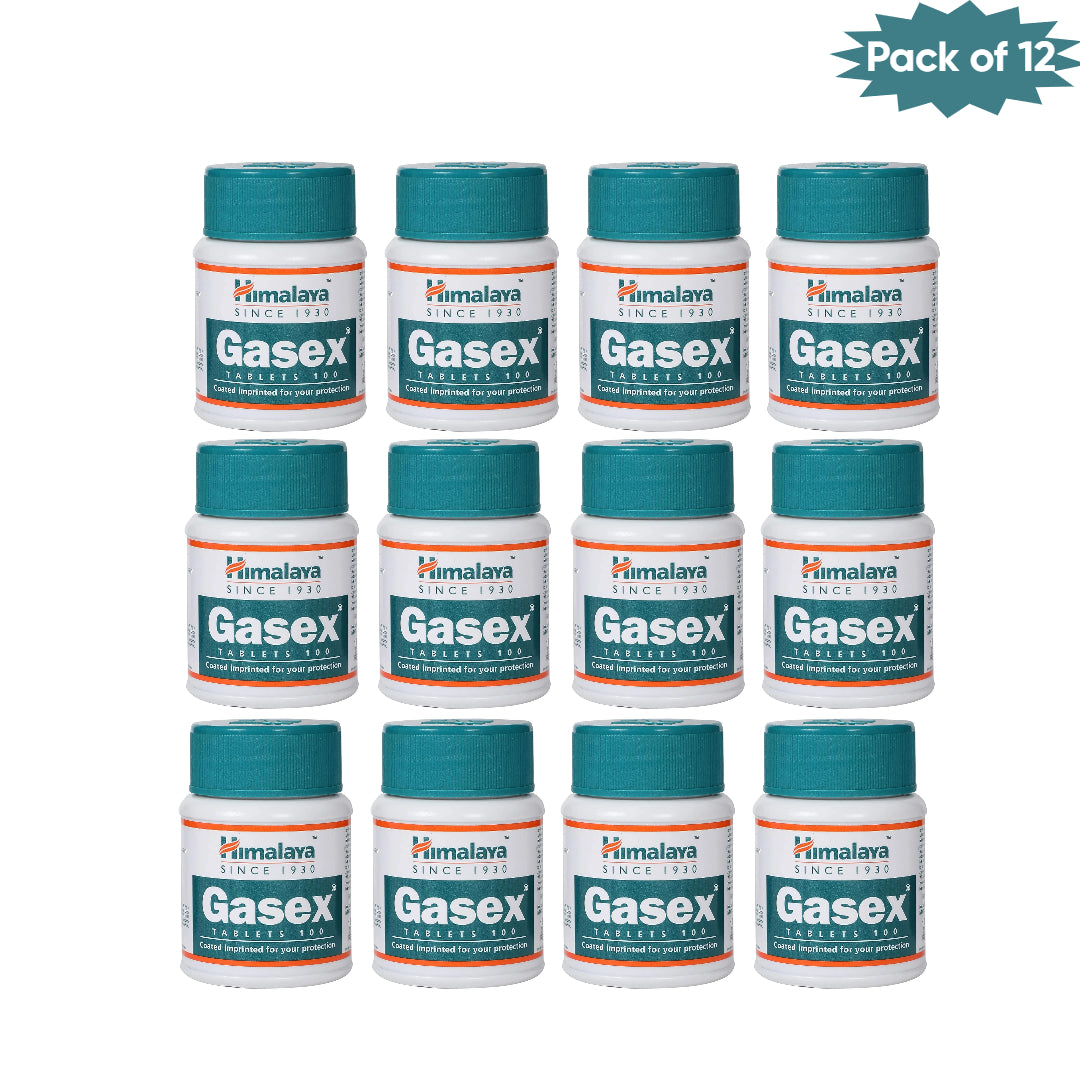 Himalaya Gasex 100 Tablets (Pack of 12) | Ayurvedic Digestive Tablets for Gas, Bloating & Indigestion Relief