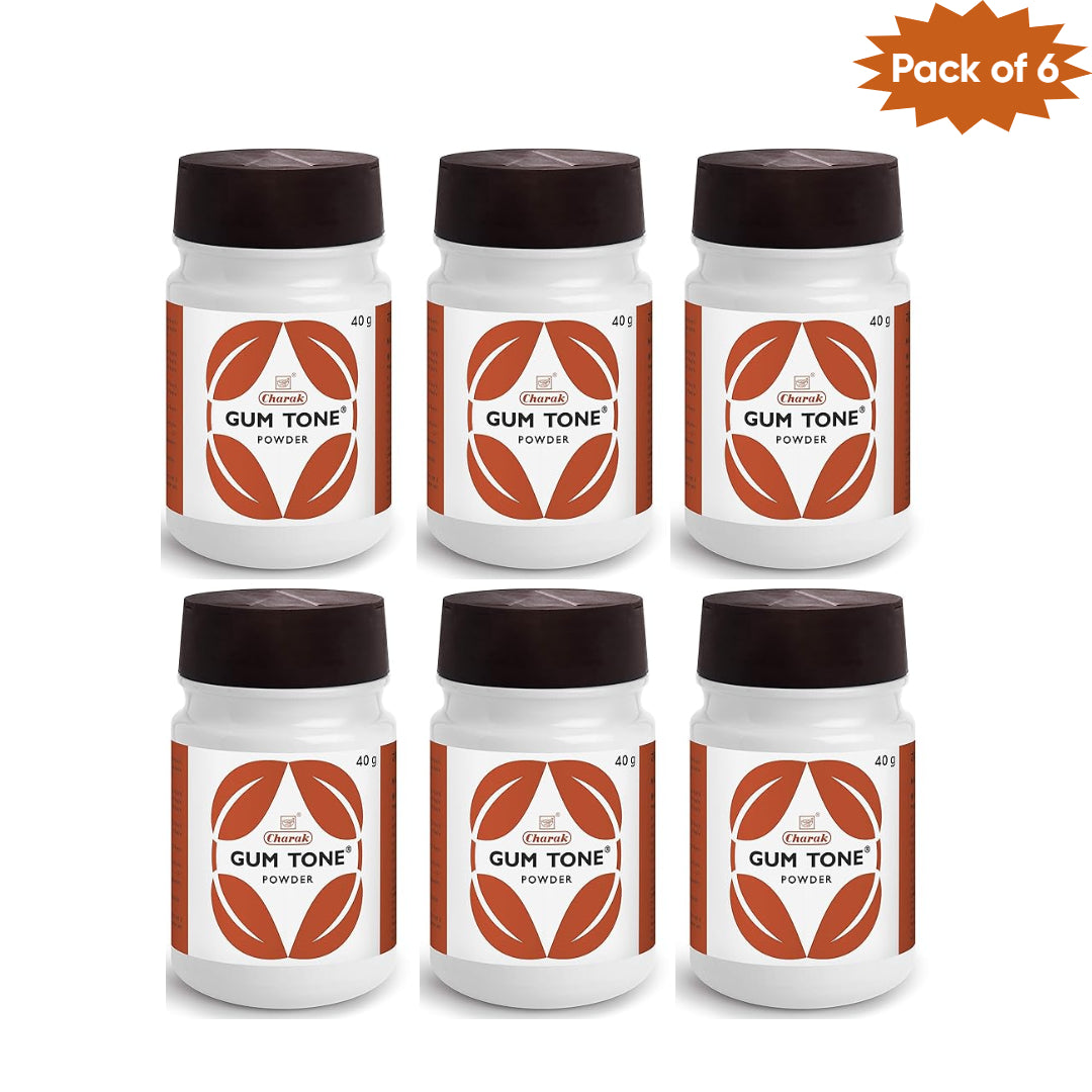 Charak Pharma Gum Tone Powder 40 Gm (Pack of 6) | Ayurvedic Herbal Tooth & Gum Care Powder