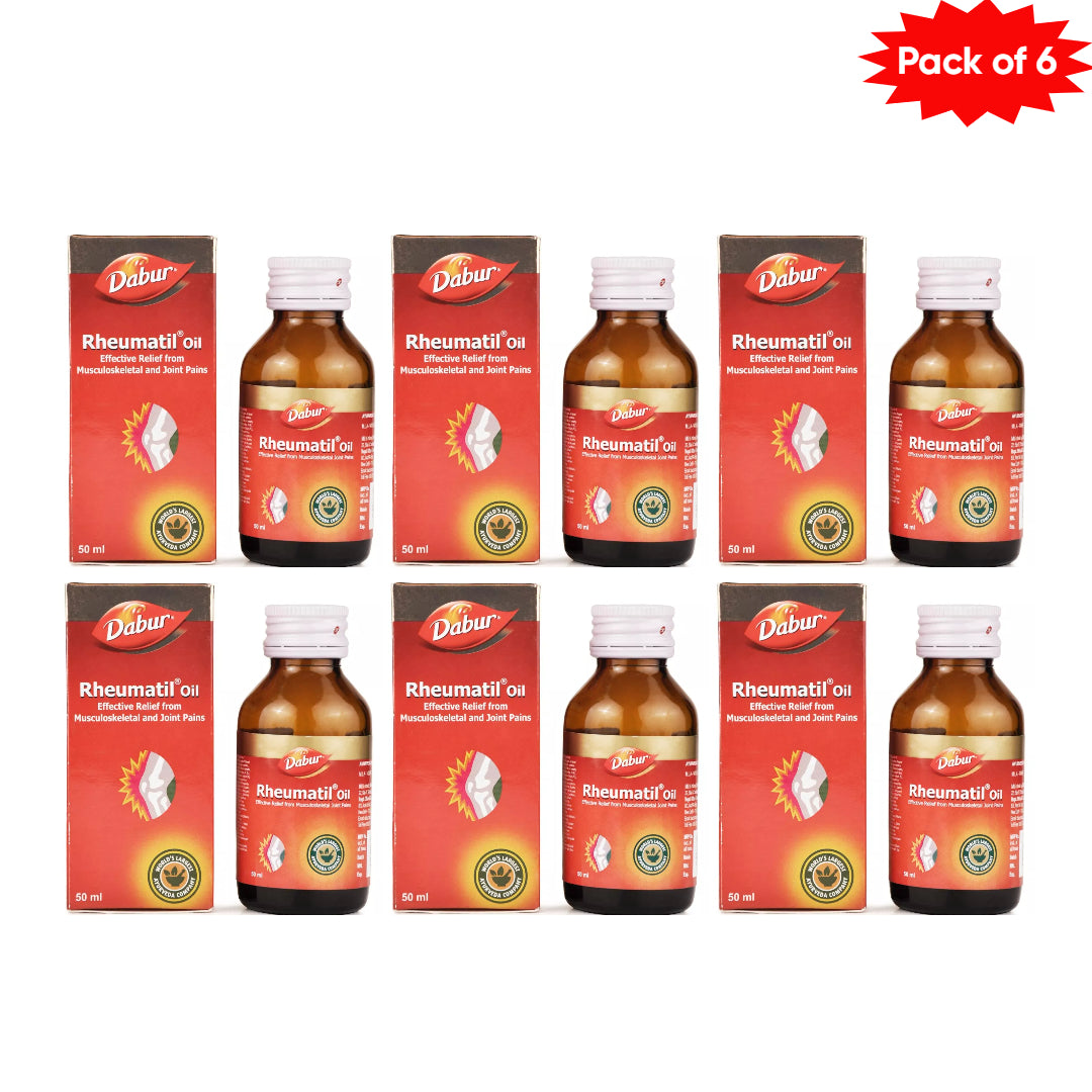 Dabur Rheumatil Oil 50 Ml (Pack of 6) | Ayurvedic Medicated Oil for Joint Pain, Arthritis &amp; Muscle Relief