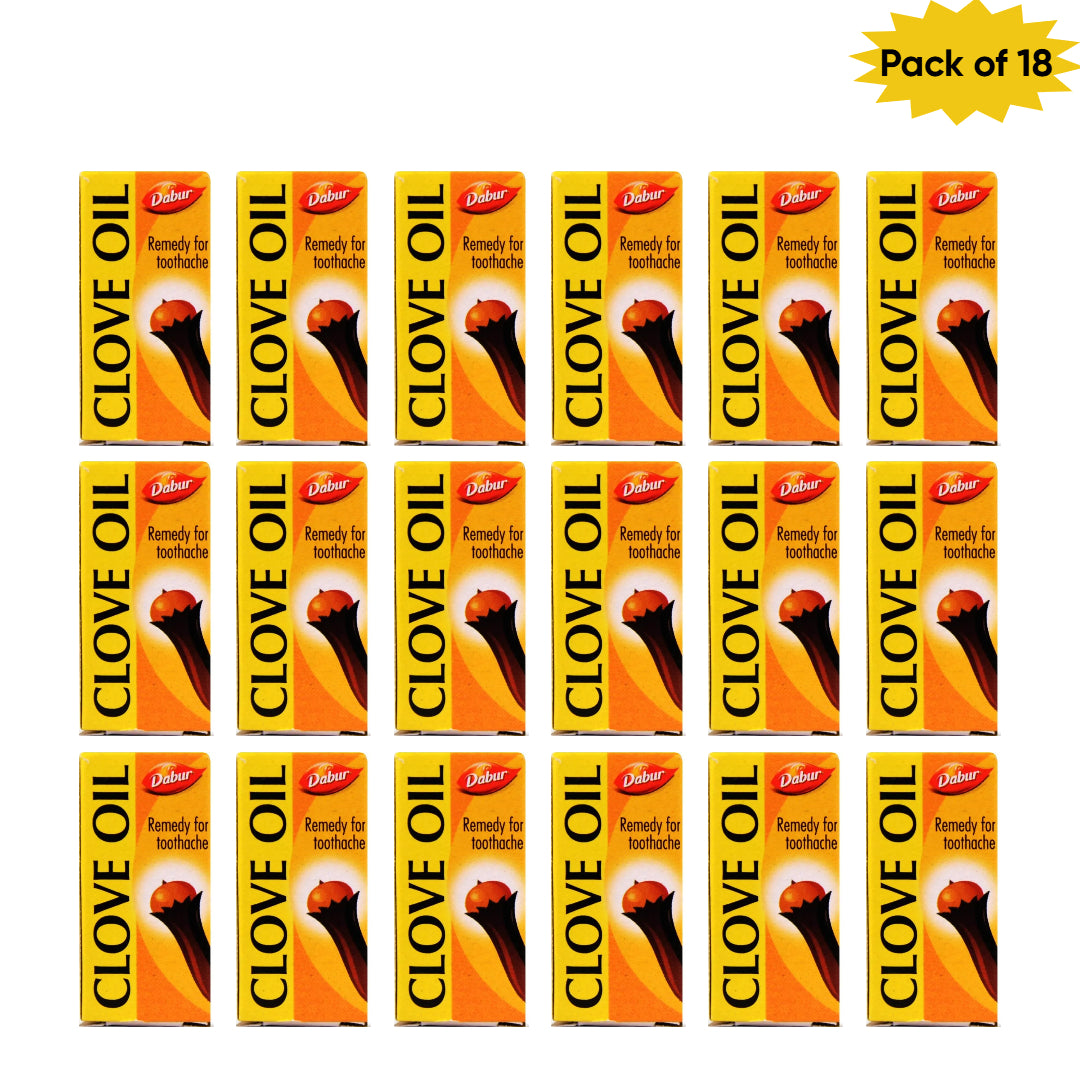 Dabur Clove Oil 2 Ml (Pack of 18) | Ayurvedic Clove Oil for Toothache Relief, Oral Care & Gum Health