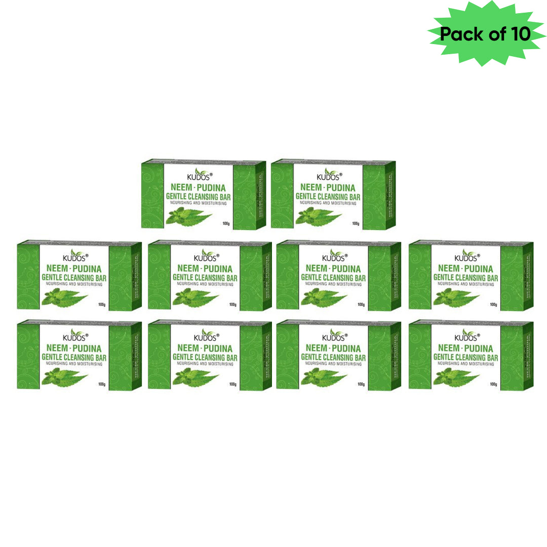 Kudos Neem-Pudina Gentle Cleansing Bar 100 Gm(Pack of 10)