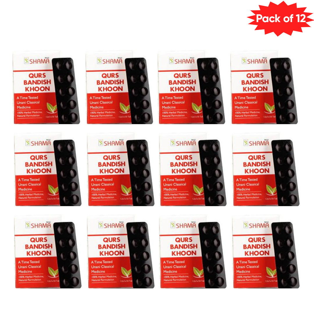 New Shama Qurs Bandish Khoon 10 Tablets(Pack of 12)