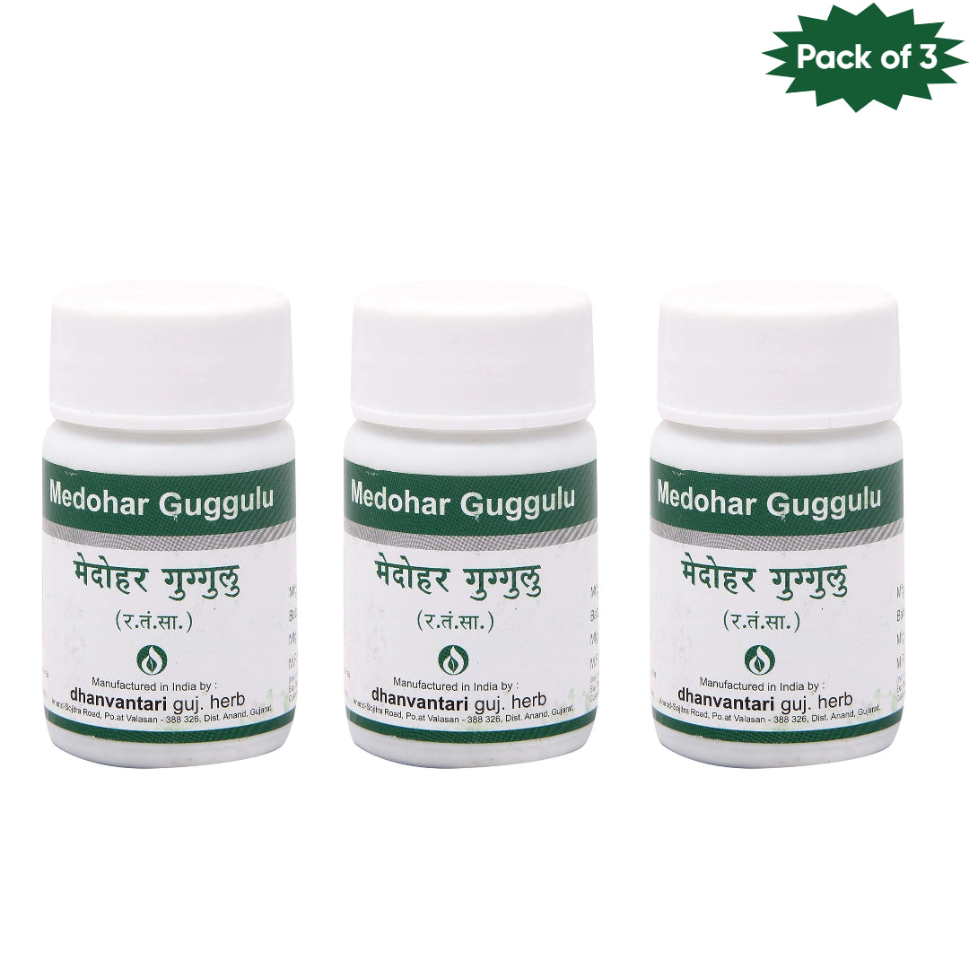 Dhanvantari Guj. Herb Trifla Guggulu 60 Tablets (Pack of 3) | Ayurvedic Tablets for Detox, Piles, Joint Health &amp; Digestive Wellness