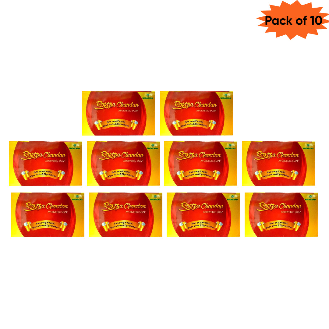 Nagarjuna Ayurveda Raktha Chandan Soap 75 Gm(Pack of 10)