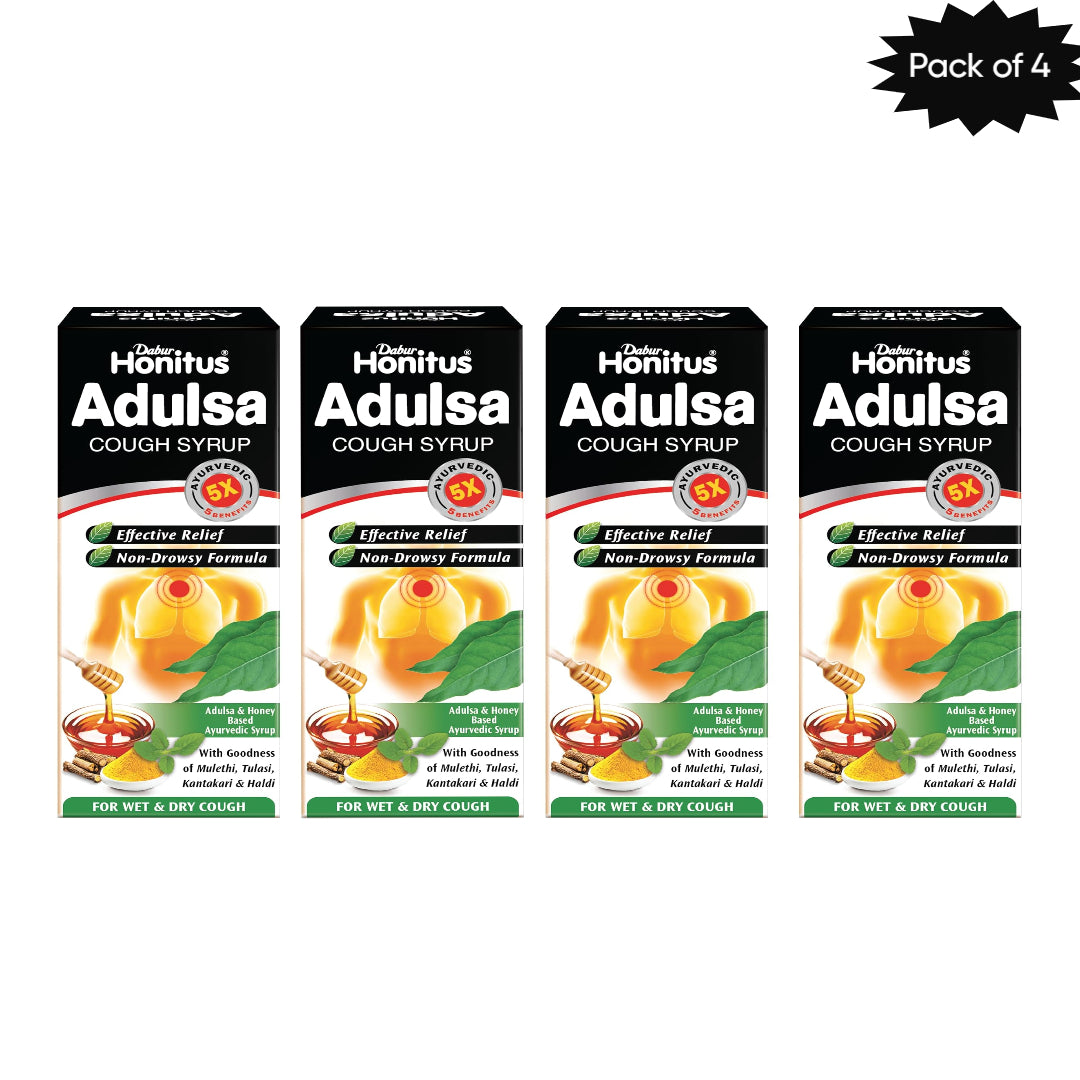 Dabur Honitus Adulsa Cough Syrup 100 Ml (Pack of 4)