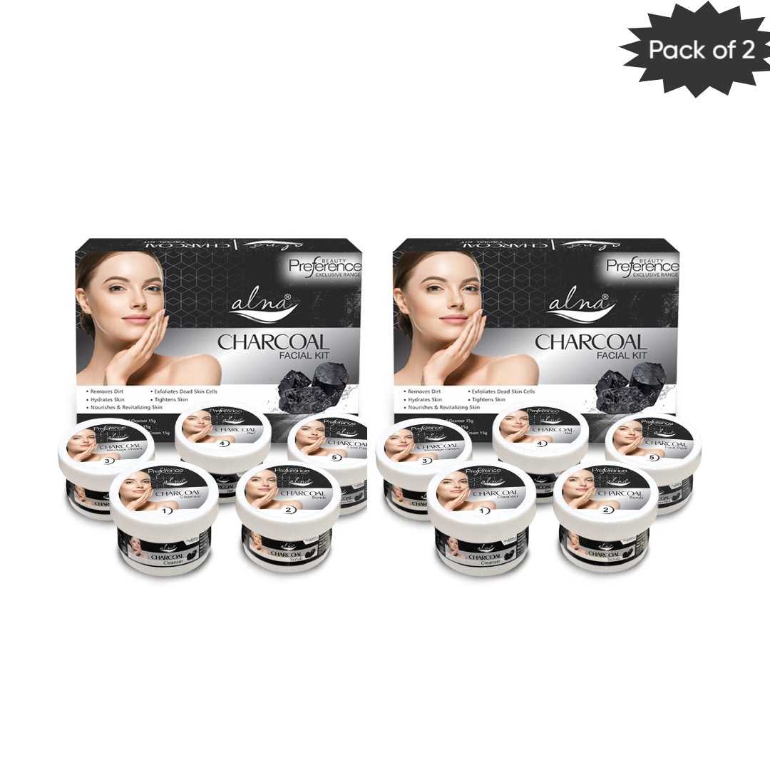 Alna Charcoal Facial Kit 75 Gm (Pack of 2)