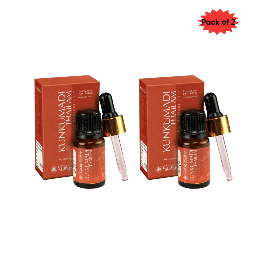 Vaidyaratnam Kunkumadi Thailam 10 Ml(Pack of 2)