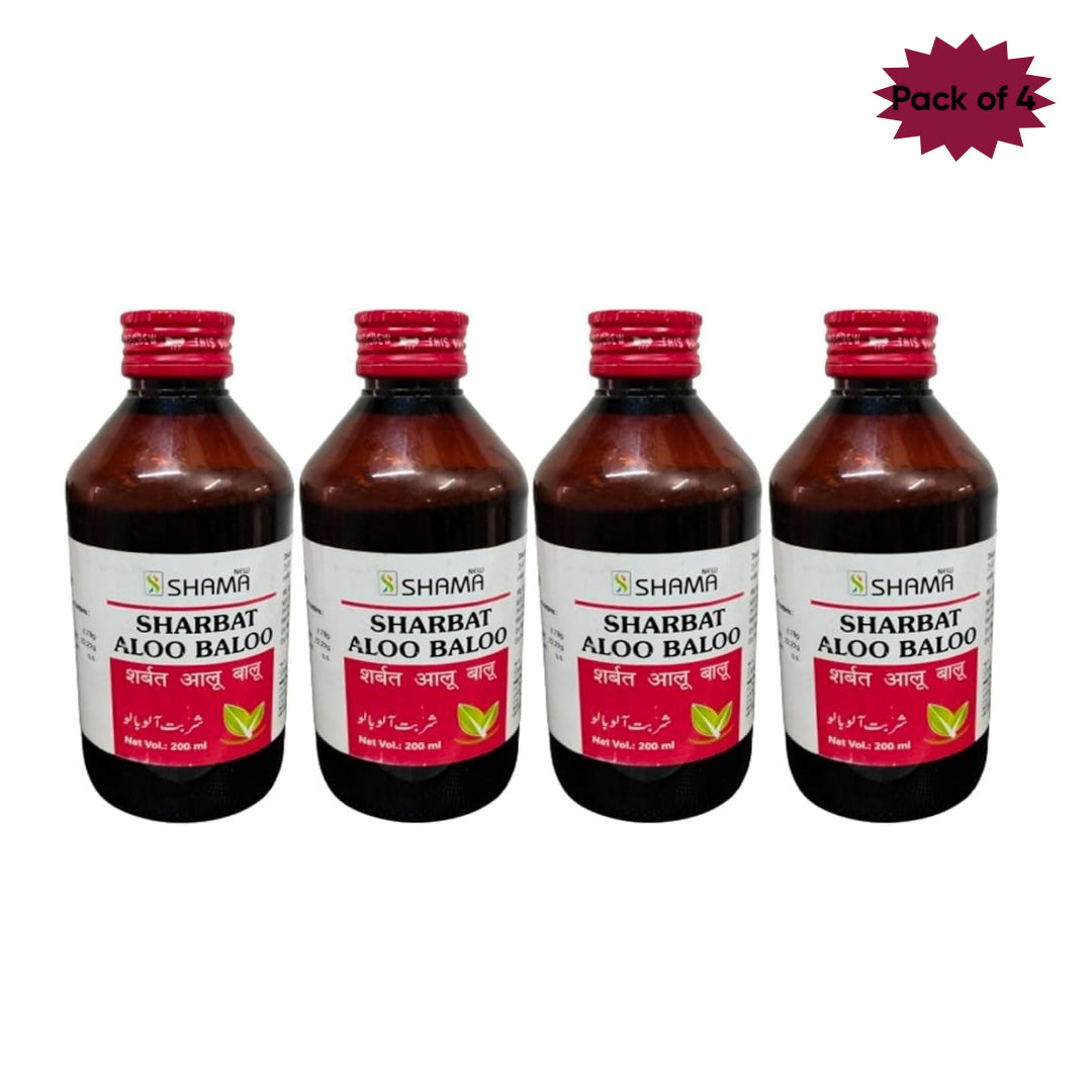 New Shama Sharbat Aloo Baloo 200 Ml(Pack of 4)
