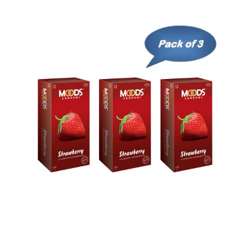 Hll Lifecare Moods Strawberry Dotted Condoms 3 Pcs (Pack Of 4)