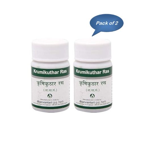 Dhanvantari Guj. Herb Krumikuthar Ras 60 Tablets (Pack Of 2)