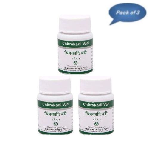 Dhanvantari Guj. Herb Chitrakadi Vati 60 Tablets (Pack of 3)