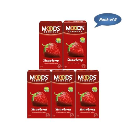 Hll Lifecare Moods Strawberry Dotted Condoms 3 Pcs (Pack Of 5)