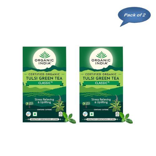 Organic India Tulsi Green Tea Classic 25 Bags(Pack of 2)