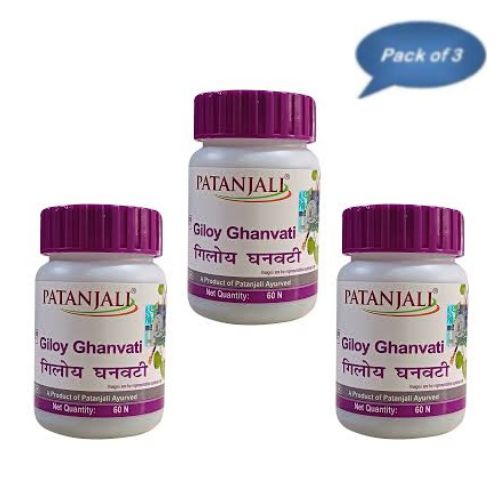 Patanjali Giloy Ghanvati 60 Tablets (Pack of 3)