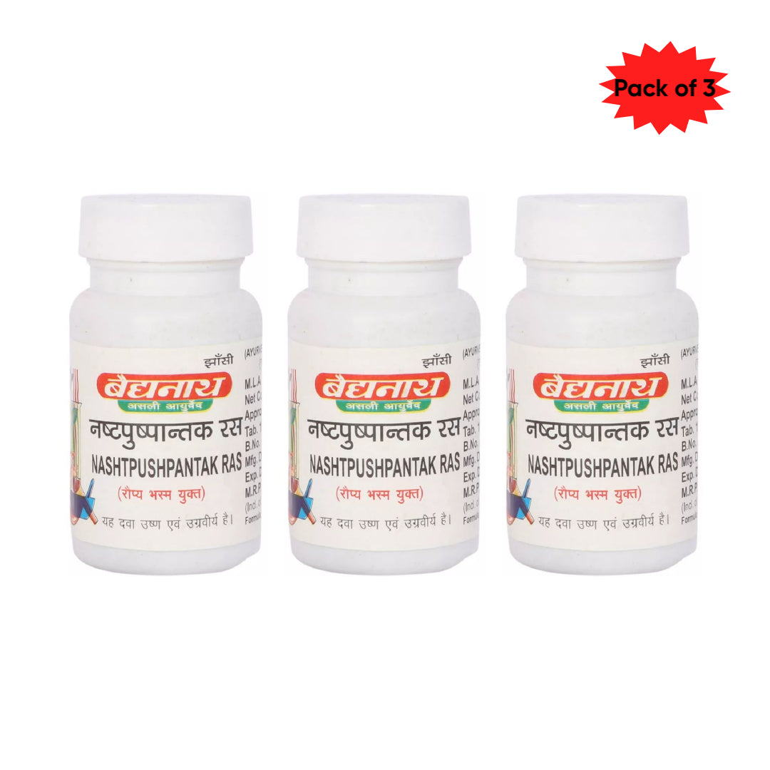 Baidyanath (Jhansi) Nashtpushpantak Ras 80 Tablets(Pack of 3)