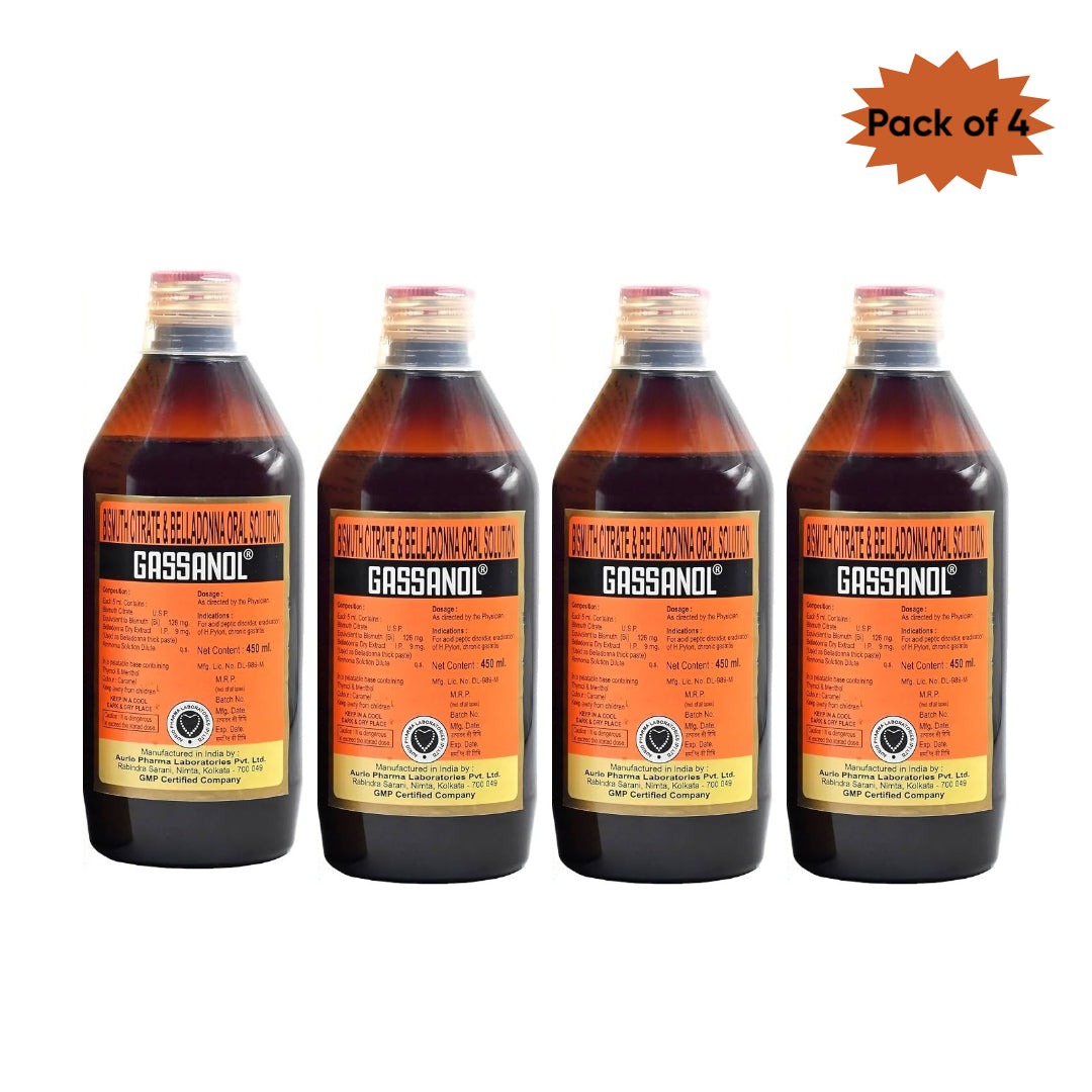 Aurio Pharma Gassanol Oral Solution 450 Ml(Pack of 4)