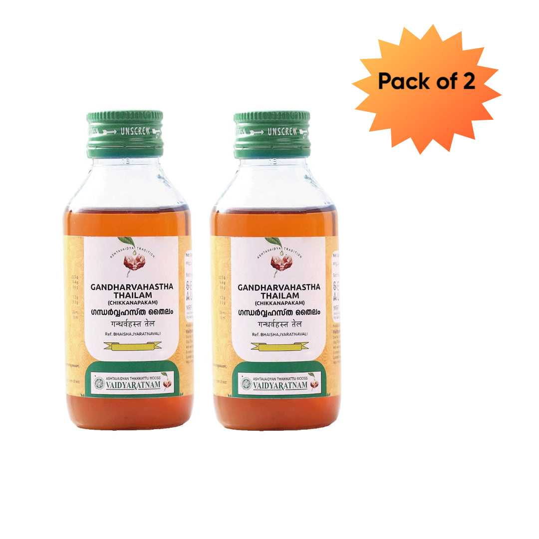 Vaidyaratnam Gandharvahastha Thailam Chikkanpakam 100 Ml(Pack of 2)