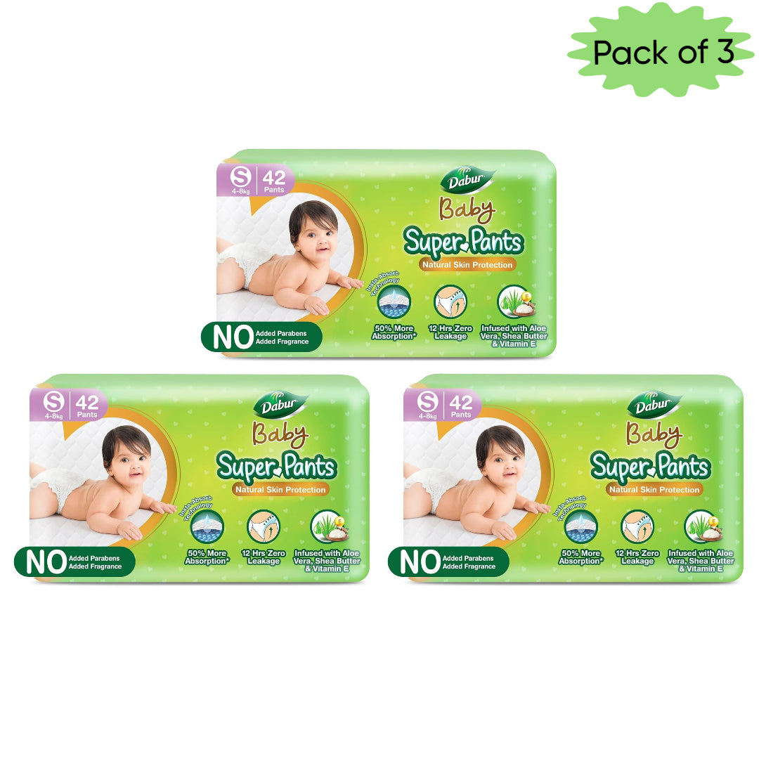 Dabur Baby Super Pants (Small) 42 Pants(Pack of 3)