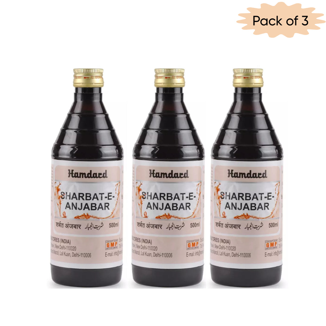 Hamdard Sharbat-E-Anjbar 500 Ml(Pack of 3)