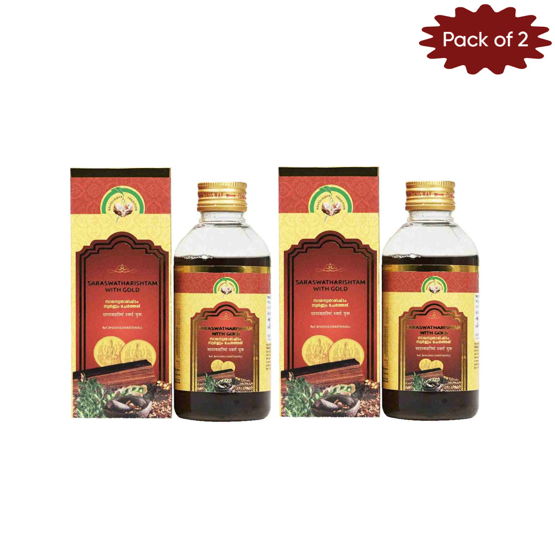 Vaidyaratnam Saraswatharishtam With Gold 100 Ml (Pack of 2)